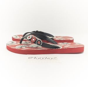 Vera Bradley Red Flower Print Flip Flops